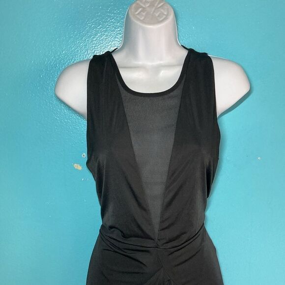 Bless'ed are the Meek Black Mya Dress Size 2 Sheer V-Neck Slim Sheath 33" Bust - Picture 2 of 16